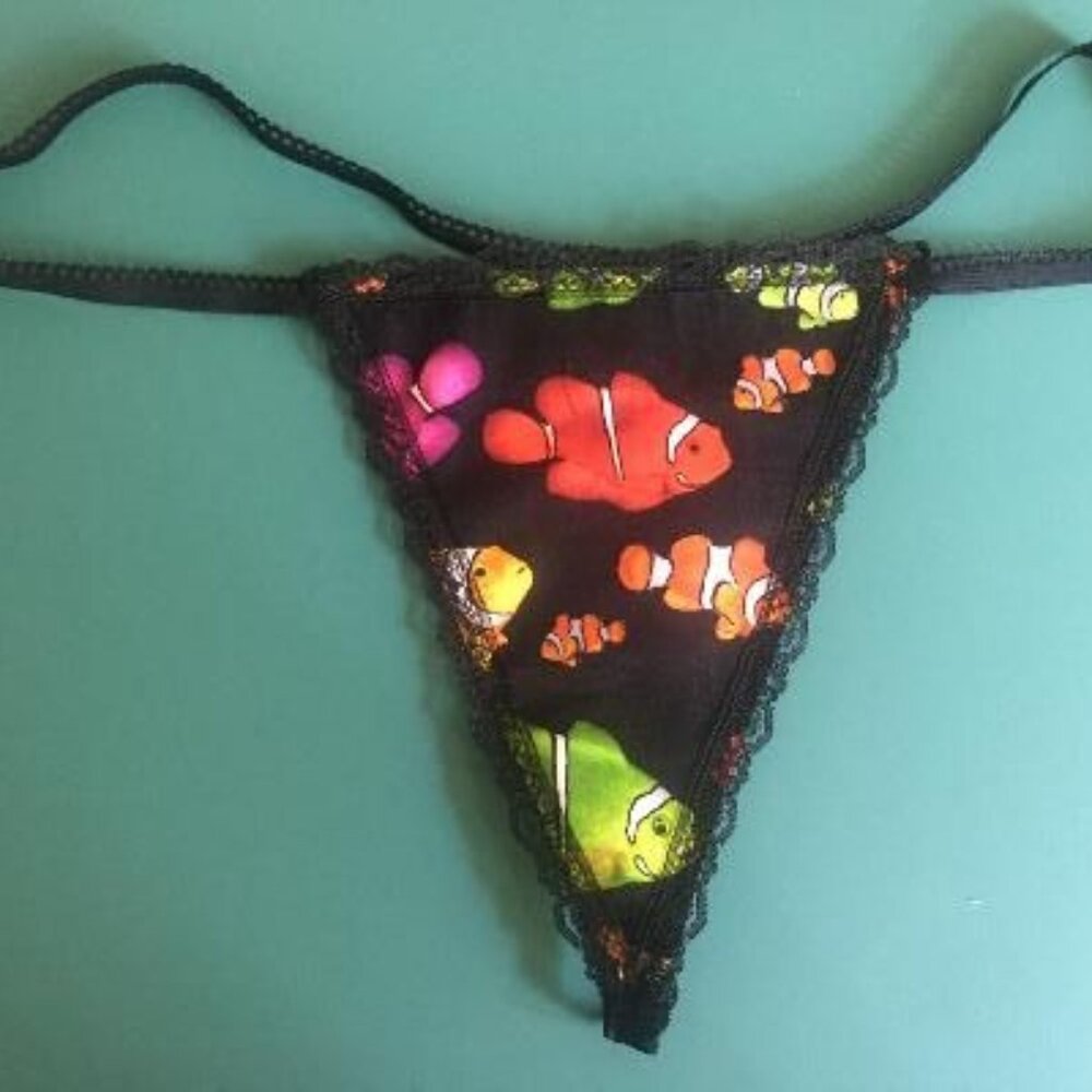 Womens FISH Mammal Fishing Ocean String Thong Lingerie Underwear